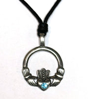 Birthstone Celtic Claddagh Pewter Choker Necklace by Woods Celtic Jewellery