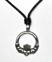 Birthstone Celtic Claddagh Pewter Choker Necklace by Woods Celtic Jewellery