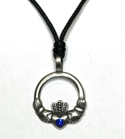 Birthstone Celtic Claddagh Pewter Choker Necklace by Woods Celtic Jewellery