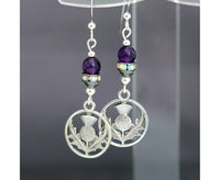 Cruthú Scottish Thistle with Amethyst Earrings