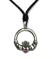 Birthstone Celtic Claddagh Pewter Choker Necklace by Woods Celtic Jewellery