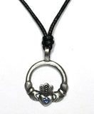 Birthstone Celtic Claddagh Pewter Choker Necklace by Woods Celtic Jewellery