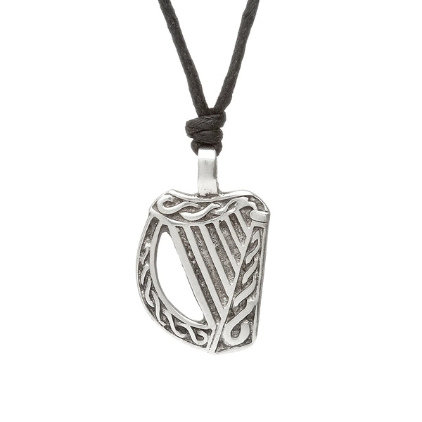Celtic Harp Pewter Necklace by Celtic Legends / Amethyst Irish Jewellery