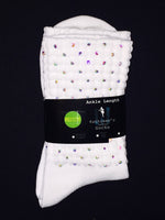 AB Rhinestone Bling - Kathleen's Sassy Socks - Reel Champ Ankle Length Poodle Socks for Irish Dance