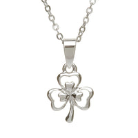 Silver Plate Double Shamrock Pendant by Woods Celtic Jewellery