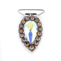 Diamante Number Clip - Pear Shaped Smoked Topaz and Crystal AB Rhinestone Irish Dance